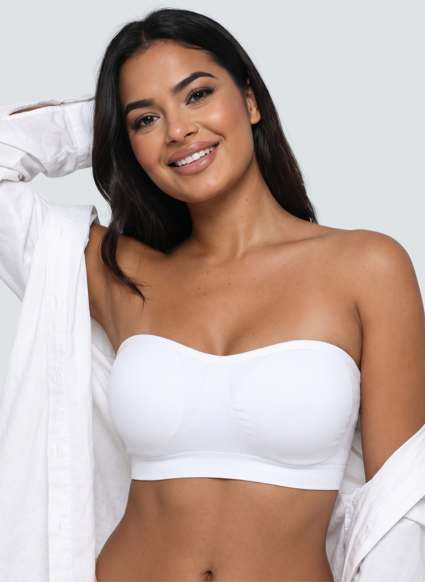 Bandeau Onde MUE en ivoire, porté de face sous une chemise blanche