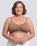 Soutien-gorge Halo MUE en caramel, porté de face