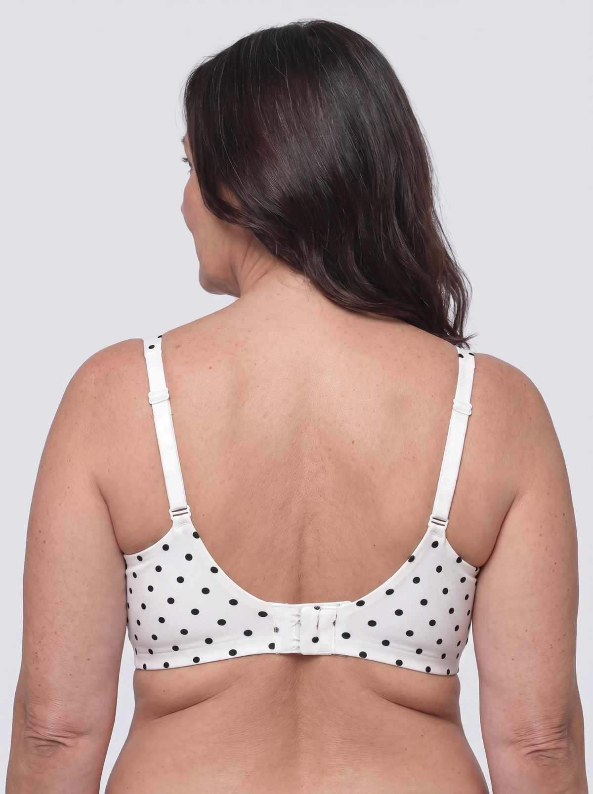 Soutien-gorge Pois MUE ivoire à pois noirs, vu de dos