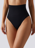 String Ligne MUE en noir, taille haute, vue de profil