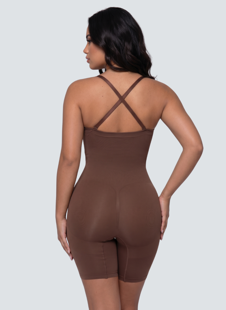 Body Écume MUE en caramel, vu de dos, bretelles croisées