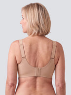 Soutien-gorge Lisière MUE en nude, vu de dos, bretelles réglables et agrafes centrales