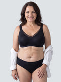 Soutien-gorge Écho MUE en noir, porté de face