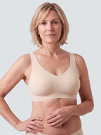Soutien-gorge Lisière MUE en lait, porté de face