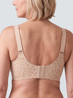 Soutien-gorge Lisière MUE en sable, imprimé léopard, vu de dos