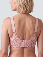 Soutien-gorge Lisière MUE en rose poudré, imprimé léopard, vu de dos