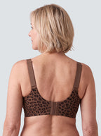 Soutien-gorge Lisière MUE en moka, imprimé léopard, vu de dos