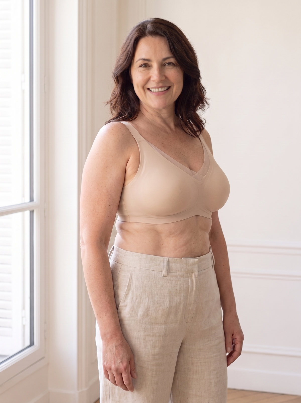 Soutien-gorge MUE Écho porté par une femme souriante