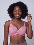 Soutien-gorge Éclosion rose en tulle et dentelle florale, vue de face