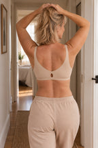 Brassière Halo MUE beige vue de dos, dos échancré