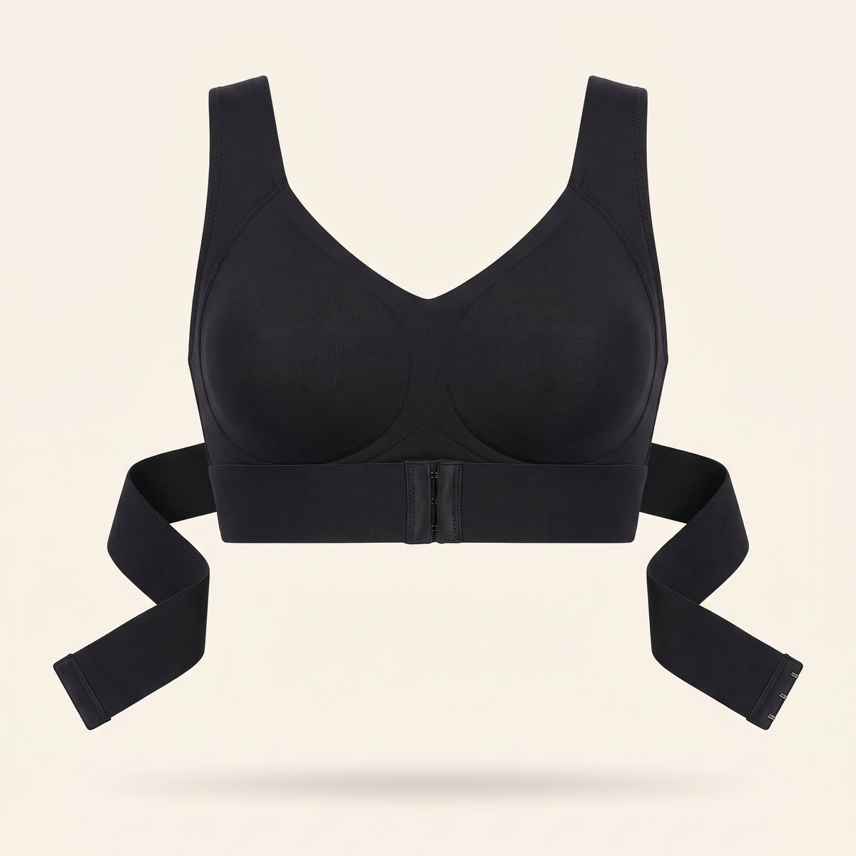Soutien-gorge noir retouché, bandes latérales ouvertes