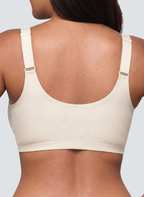 Soutien-gorge Ancrage MUE en nude, vu de dos : dos large et bretelles réglables